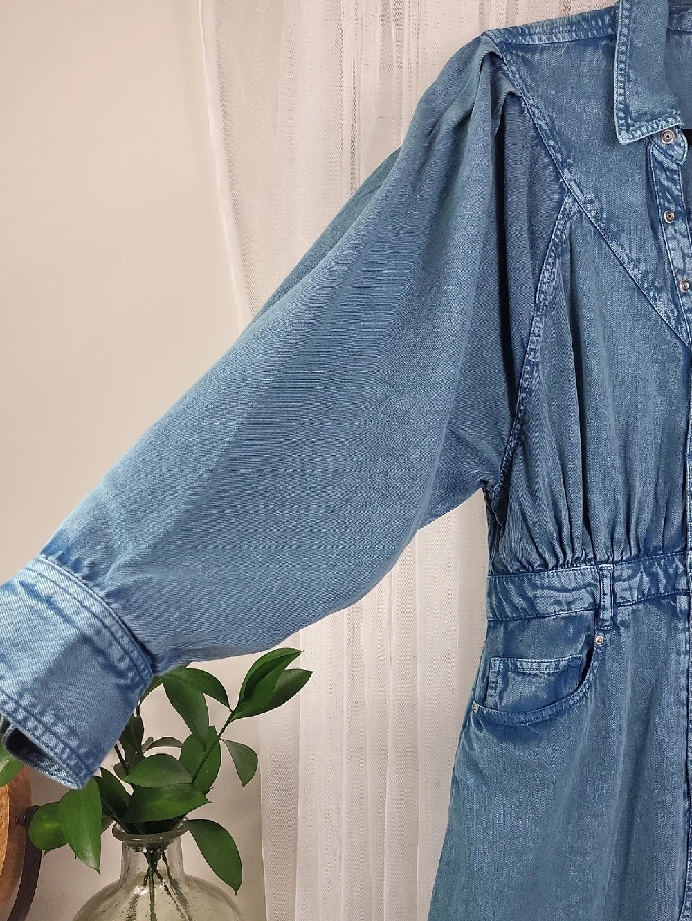 NWOT Free People mad love small denim midi dress‎ in Skyfall. Size M
